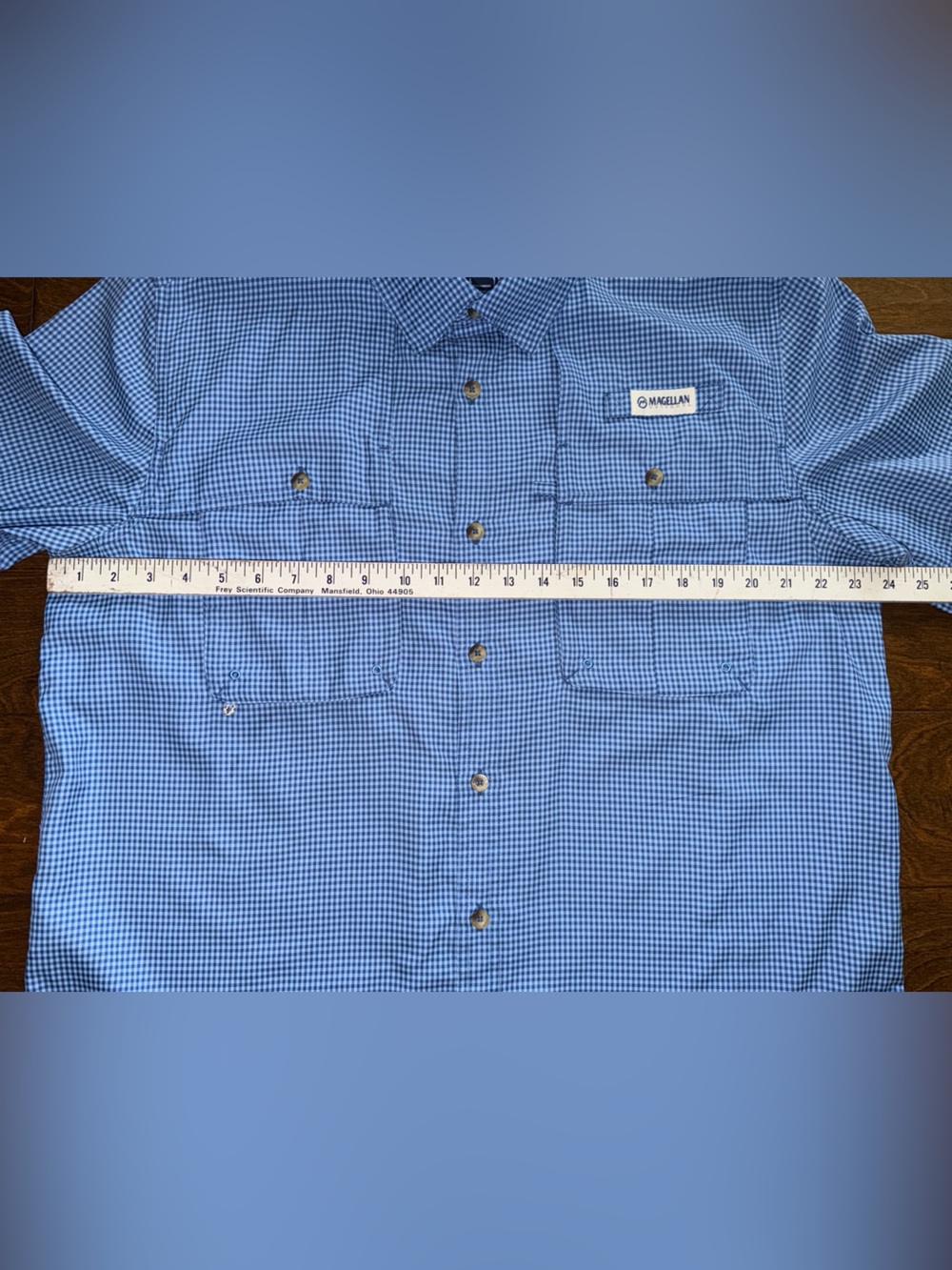 Magellan Outdoor Fish Gear Mens Shirt Size Large Blue Plaid Sport Performance - Picture 3 of 7